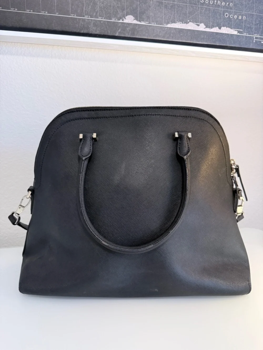 kate spade Black Saffiano Dome Satchel with Removable Strap